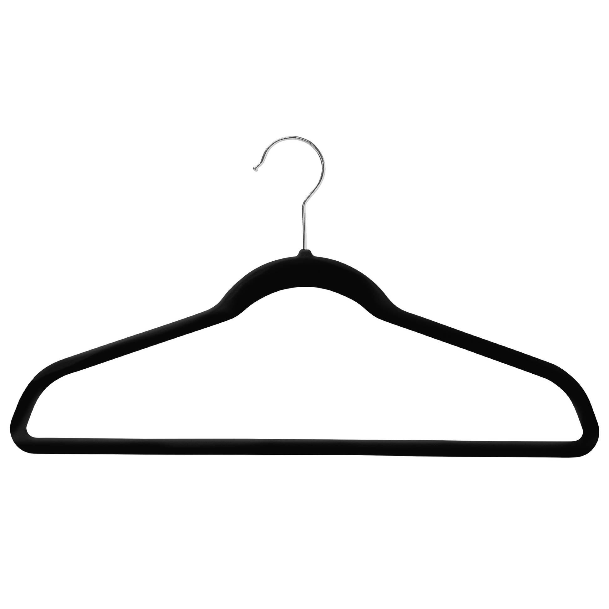 43cm Slim-Line Black Velvet Coat Hanger with Chrome Hook Sold in Bundles of 20/50/100 - Rackshop Australia