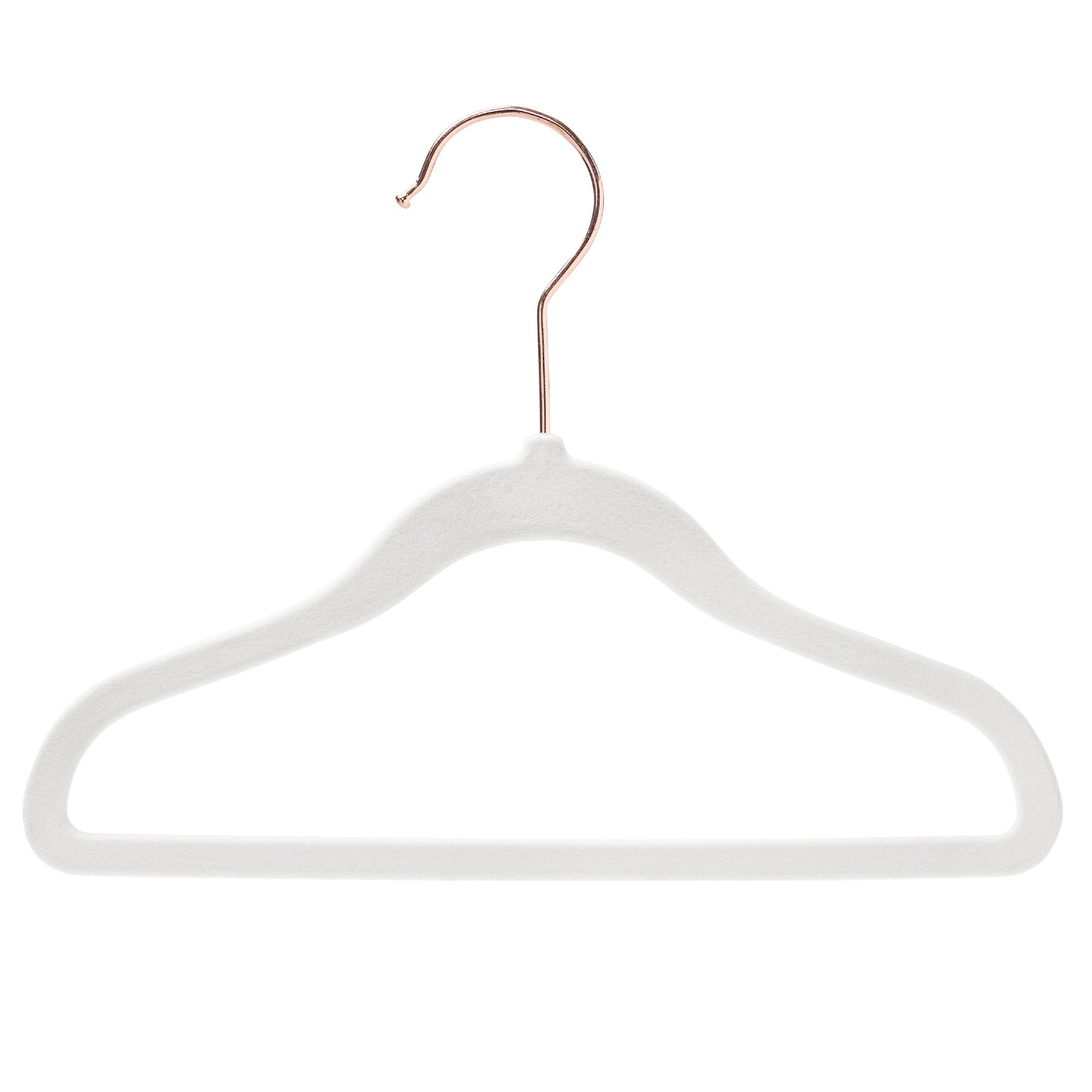 25cm Kids Size Slim-Line White Velvet Suit Hanger with Rose Gold Hook Sold in Bundles of 20/50/100 - Rackshop Australia