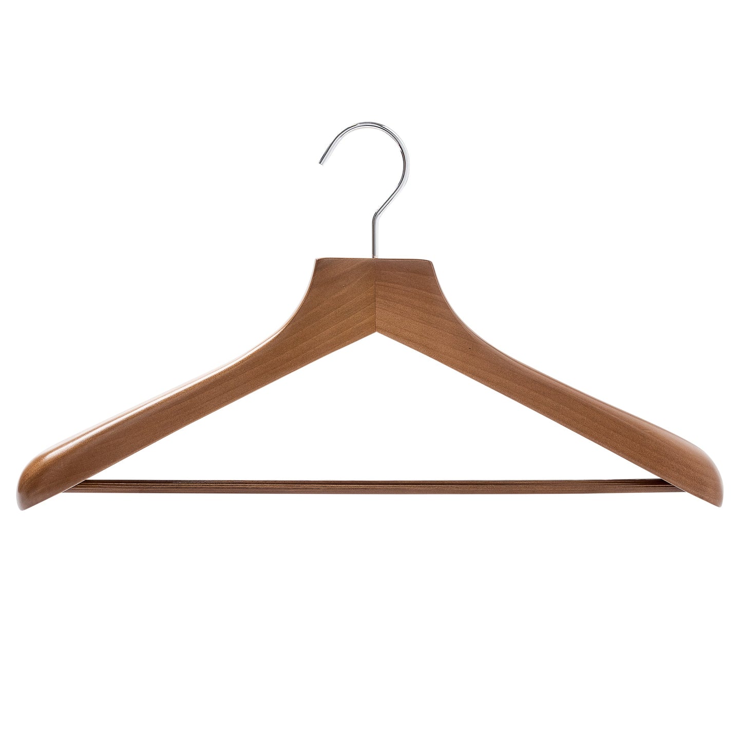 46cm Premium Walnut Wooden Suit Hanger With Bar 50mm Thick Shoulders Sold 5/10/20 - Rackshop Australia