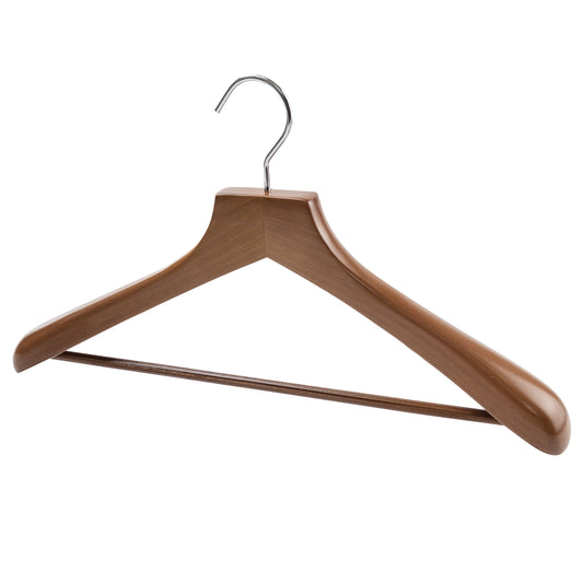 46cm Premium Walnut Wooden Suit Hanger With Bar 50mm Thick Shoulders Sold 5/10/20 - Rackshop Australia