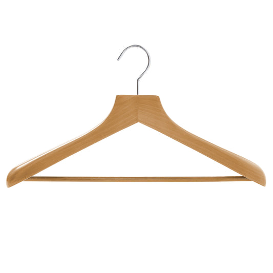 46cm Premium Natural Wooden Suit Hanger With Bar 50mm Thick Shoulders Sold 5/10/20 - Rackshop Australia