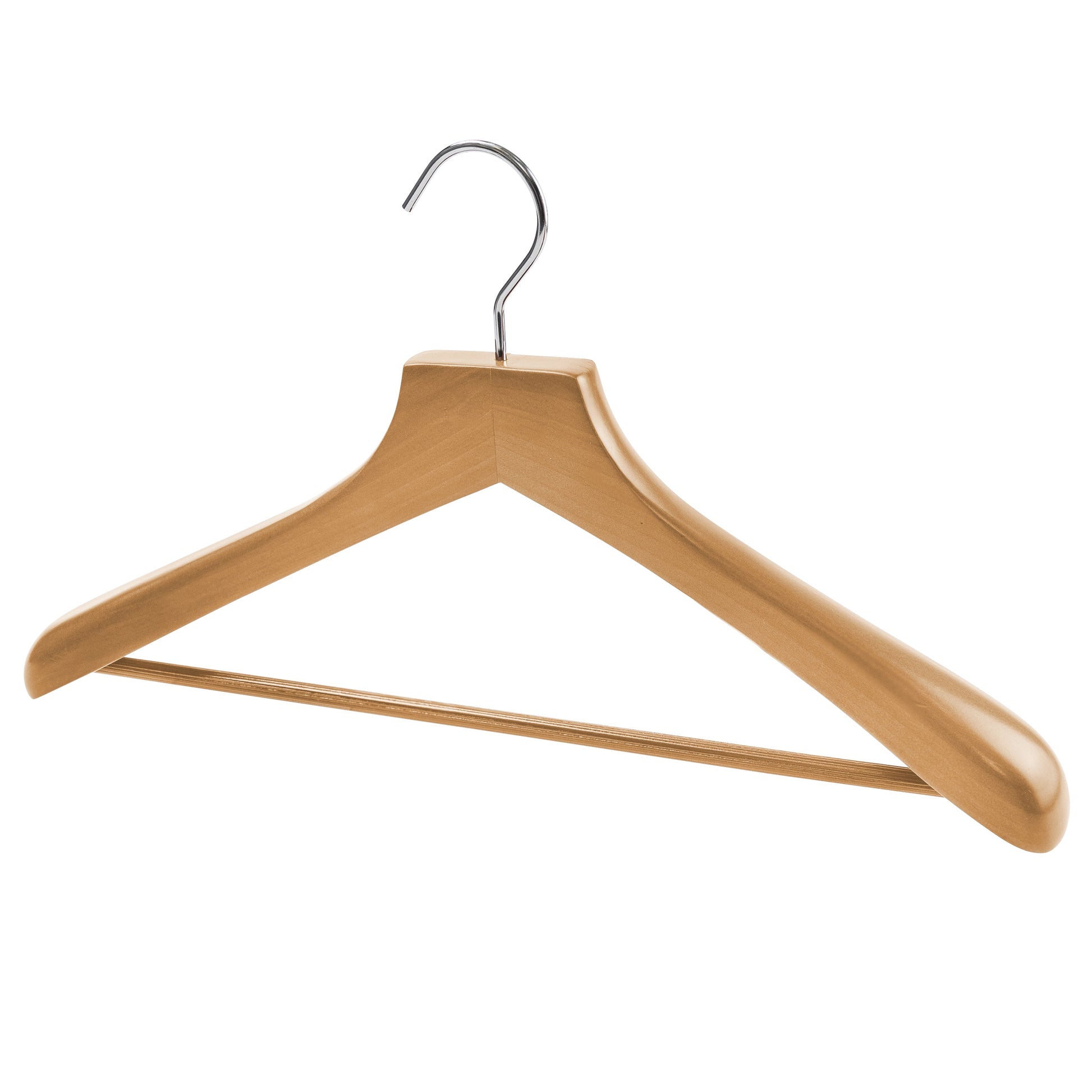 46cm Premium Natural Wooden Suit Hanger With Bar 50mm Thick Shoulders Sold 5/10/20 - Rackshop Australia