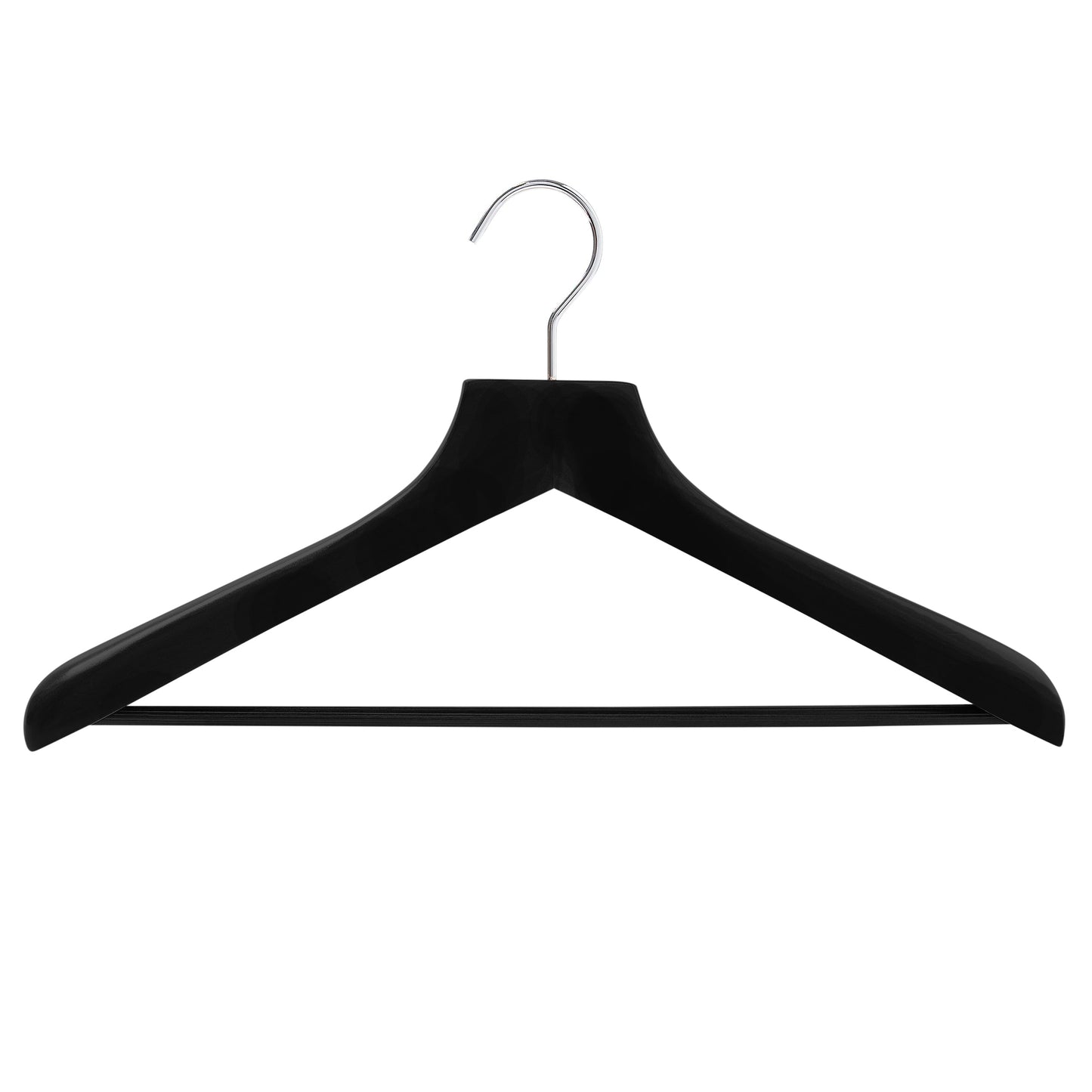 46cm Premium Black Wooden Suit Hanger With Bar 50mm Thick Shoulders Sold 5/10/20 - Rackshop Australia