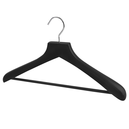 46cm Premium Black Wooden Suit Hanger With Bar 50mm Thick Shoulders Sold 5/10/20 - Rackshop Australia