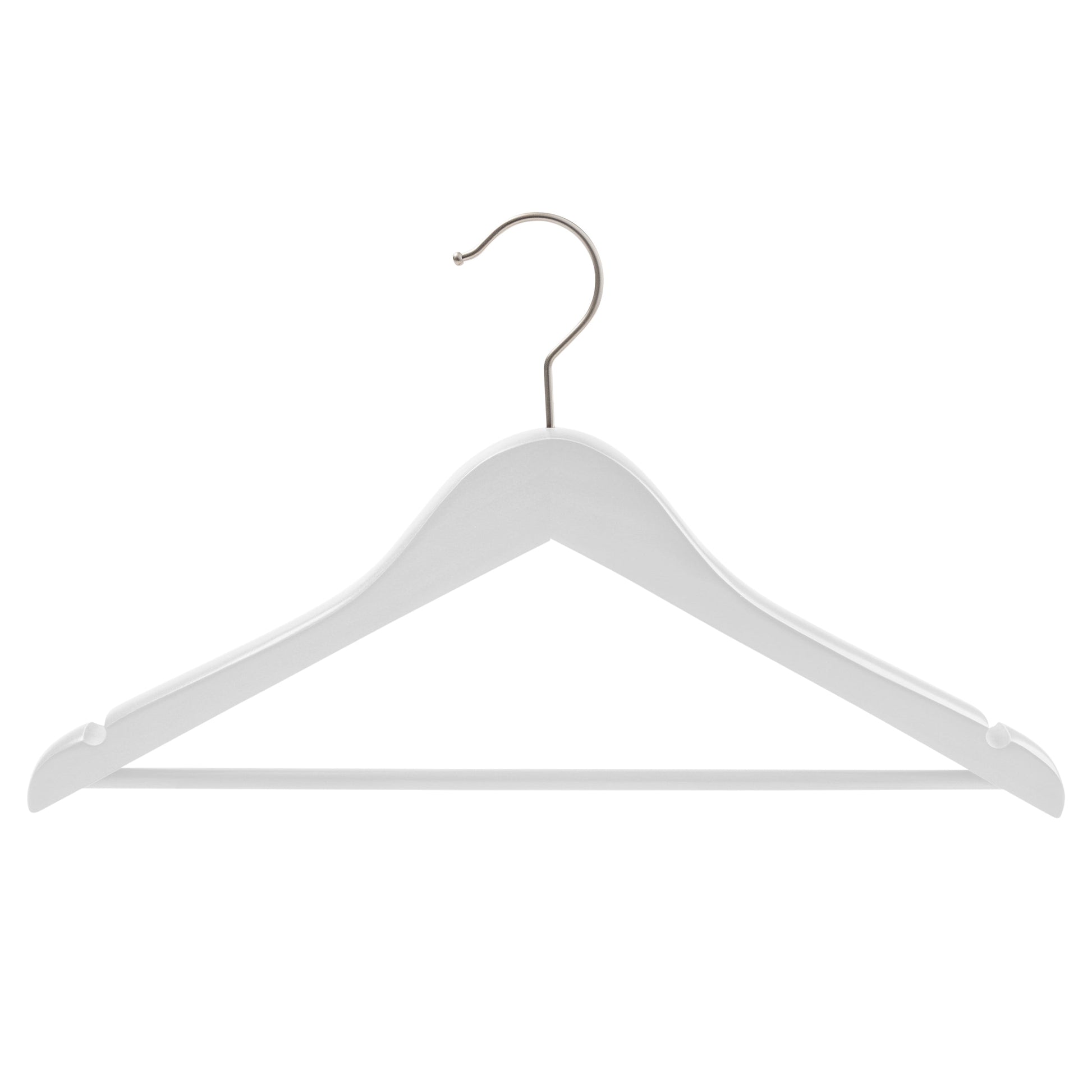 43cm Premium White Wood Coat Hanger With Bar 20mm Thick Sold in 5/10/25 - Rackshop Australia