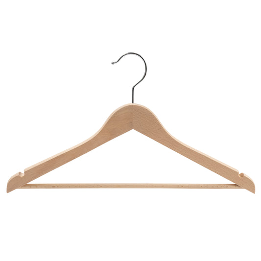 43cm Premium European Beech Wood Coat Hanger NO Lacquer & Fine Polished 15mm Thick Sold in 5/10/25 - Rackshop Australia