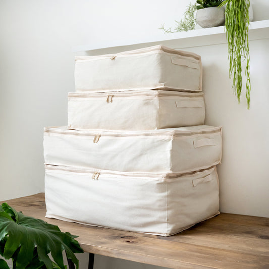 LUSH 10oz Extra Thick Pure Natural Cotton Storage Bags - 4 Pack - (Small X 1 + Medium X 1 + Large X 1 + X-Large X 1) - Rackshop Australia