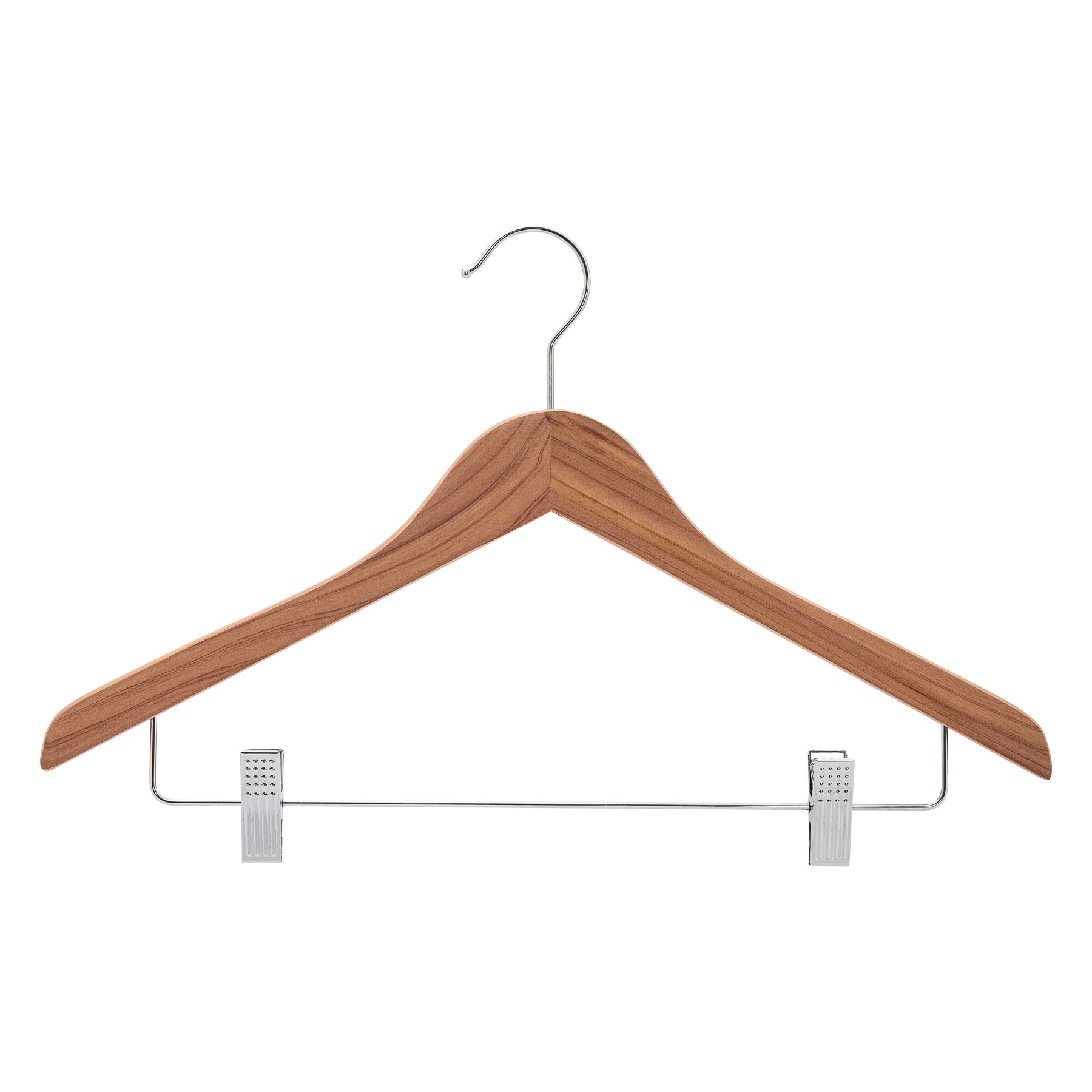 43cm Premium Combination Natural Cedar Coat Hanger with Clips 12mm thick -Sold In Bundles of 5/25/50 - Rackshop Australia