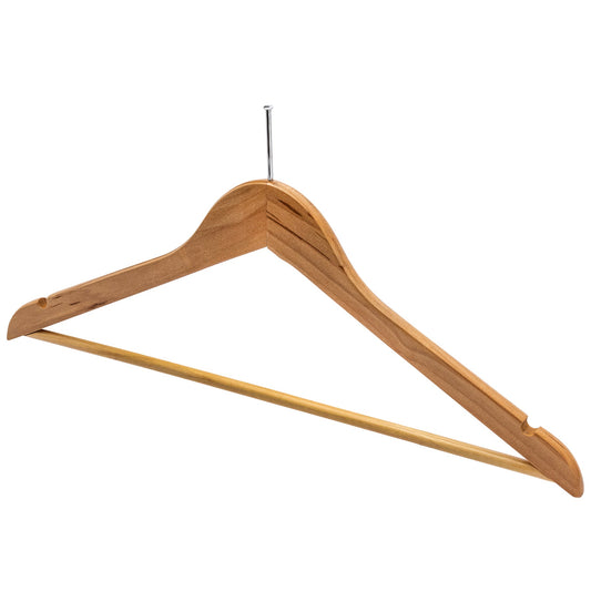 43cm Natural Wooden Anti-Theft Coat Hanger (WITHOUT HOOK) 12mm thick Sold in Bundle of 25/50/100 - Rackshop Australia