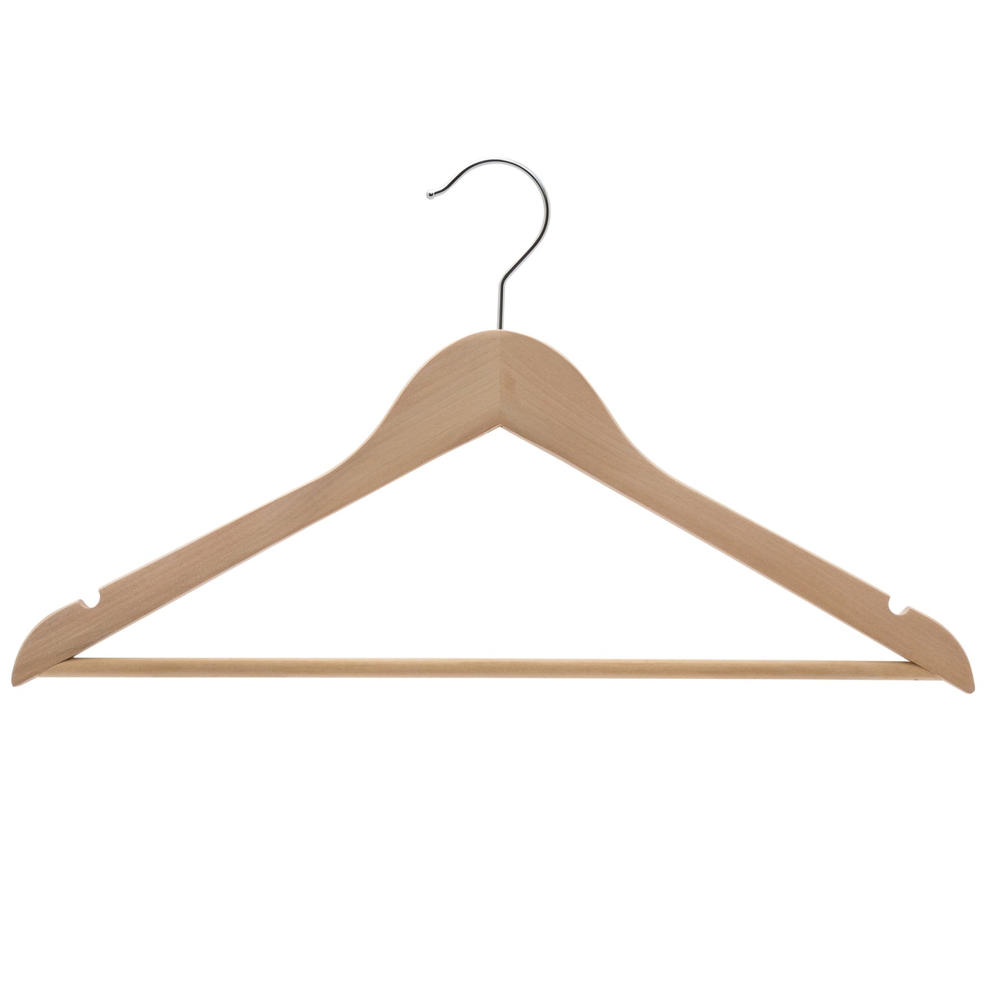 43cm Premium Natural Raw Wood Coat Hanger With Bar & NO Lacquer 12mm thick Sold in Bundle of 25/50/100 - Rackshop Australia