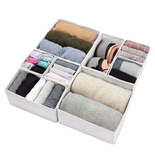 Home Basic Non Woven Drawer Storage Boxes (8 Pack) With Enhanced Thick Layers - Easy Fordable with Zipper - Rackshop Australia