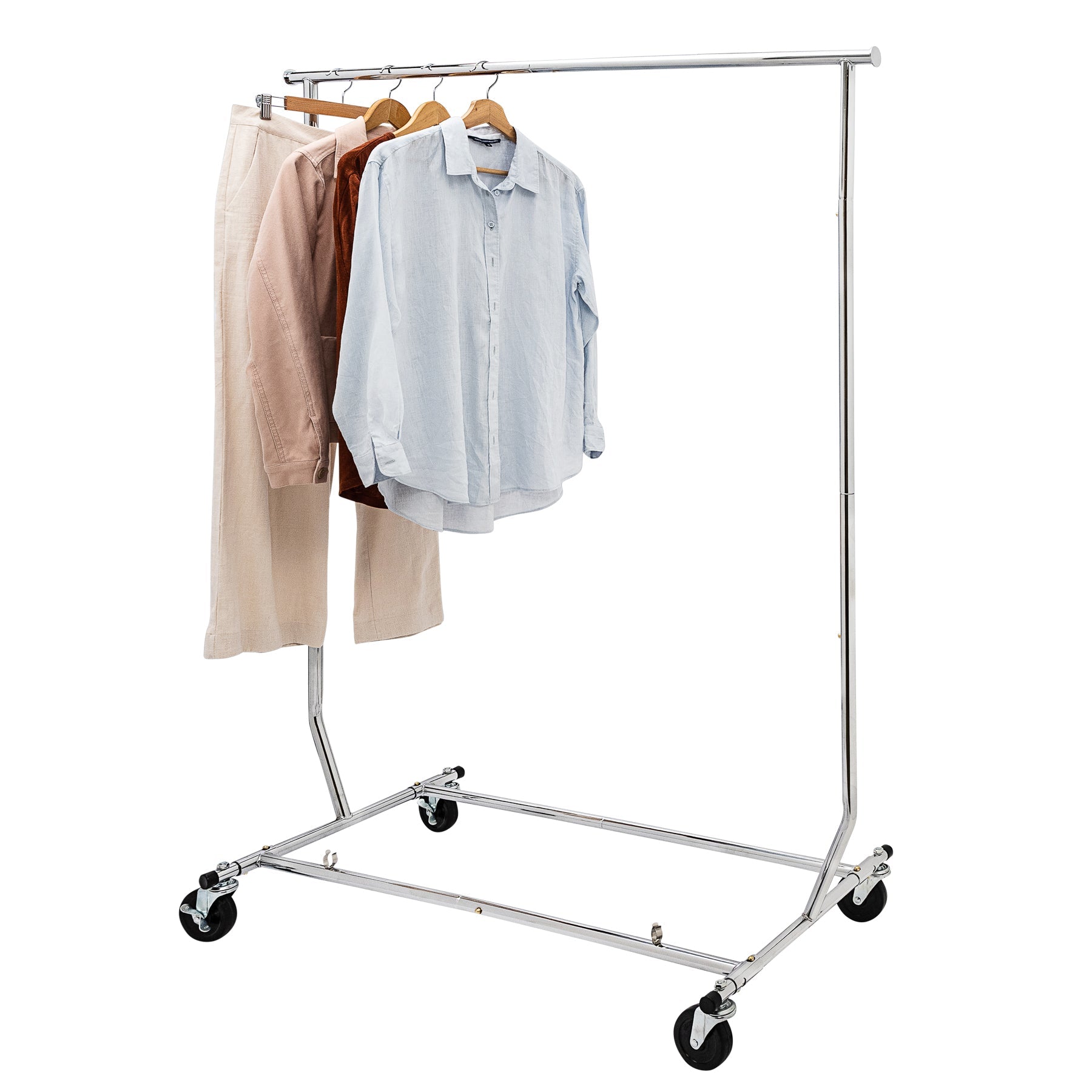 Shop Essential Chrome Metal Garment Rack Commercial Grade (140kgs Weight Capacity) Sold in 1/3/5 - Rackshop Australia
