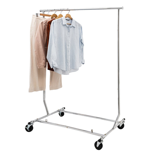 Shop Essential Chrome Metal Garment Rack Commercial Grade (140kgs Weight Capacity) Sold in 1/3/5 - Rackshop Australia