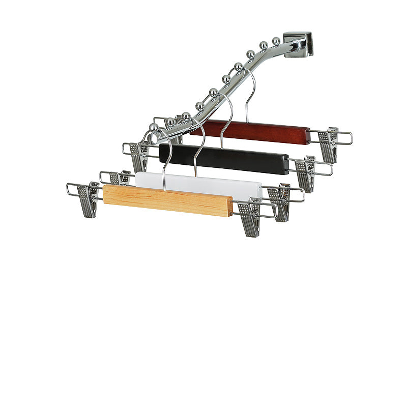 35.5cm White Wooden Pant Hanger With Clips 12mm thick Sold in Bundle of 25/50/100 - Rackshop Australia