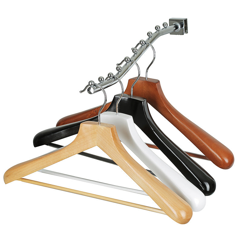 46cm Premium Walnut Wooden Suit Hanger With Bar 50mm Thick Shoulders Sold 5/10/20 - Rackshop Australia