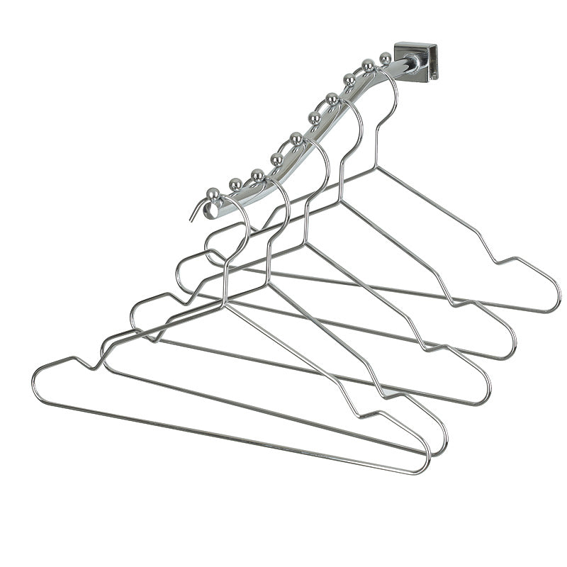 43cm Heavy Duty Chrome Metal Suit Hanger with Bar & Notches (4.5mm thick) Sold in Bundles of 25/50/100 - Rackshop Australia