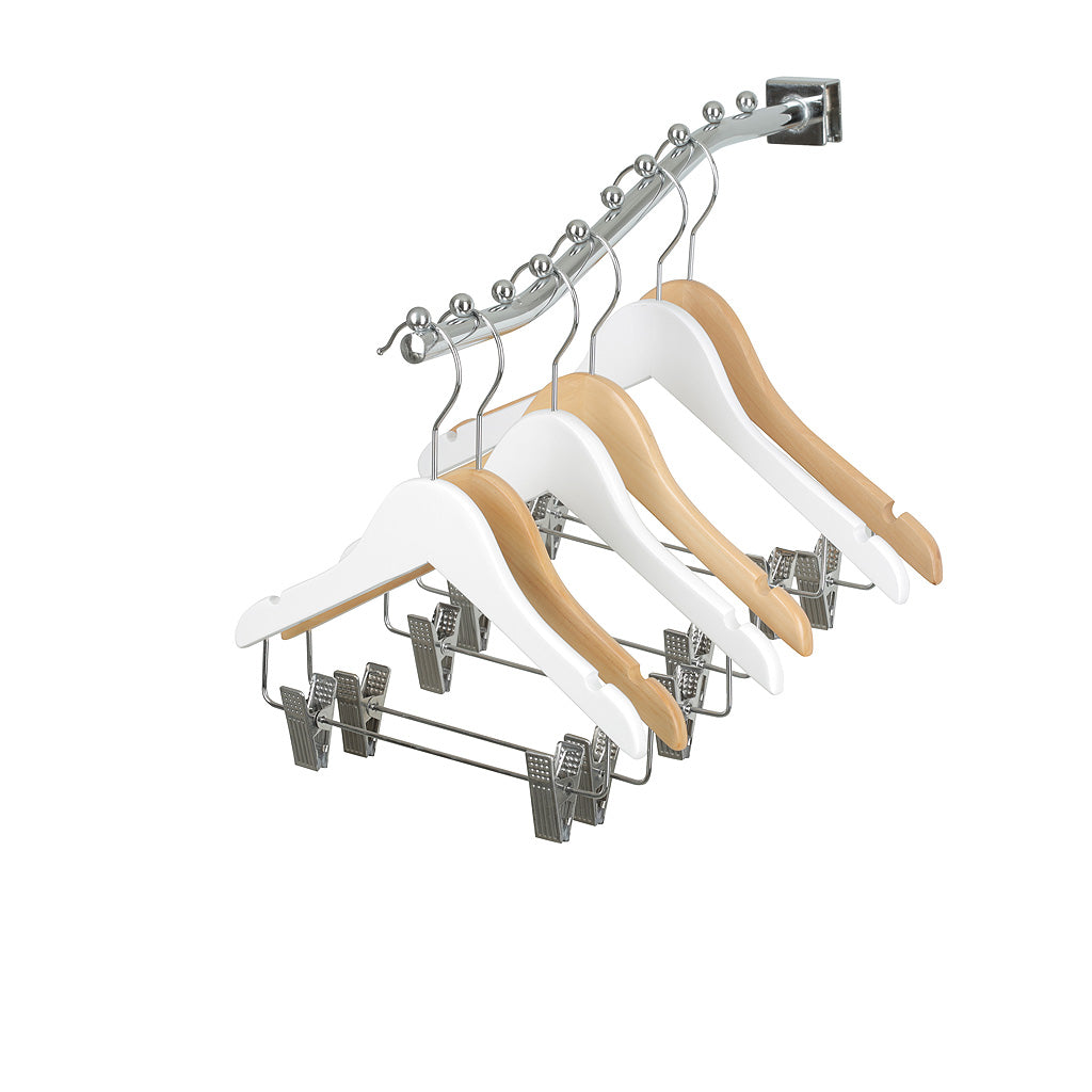 25cm Natural Wood Baby Coat Hangers with Clips & Notches Sold in Bundles of 25/50/100 - Rackshop Australia