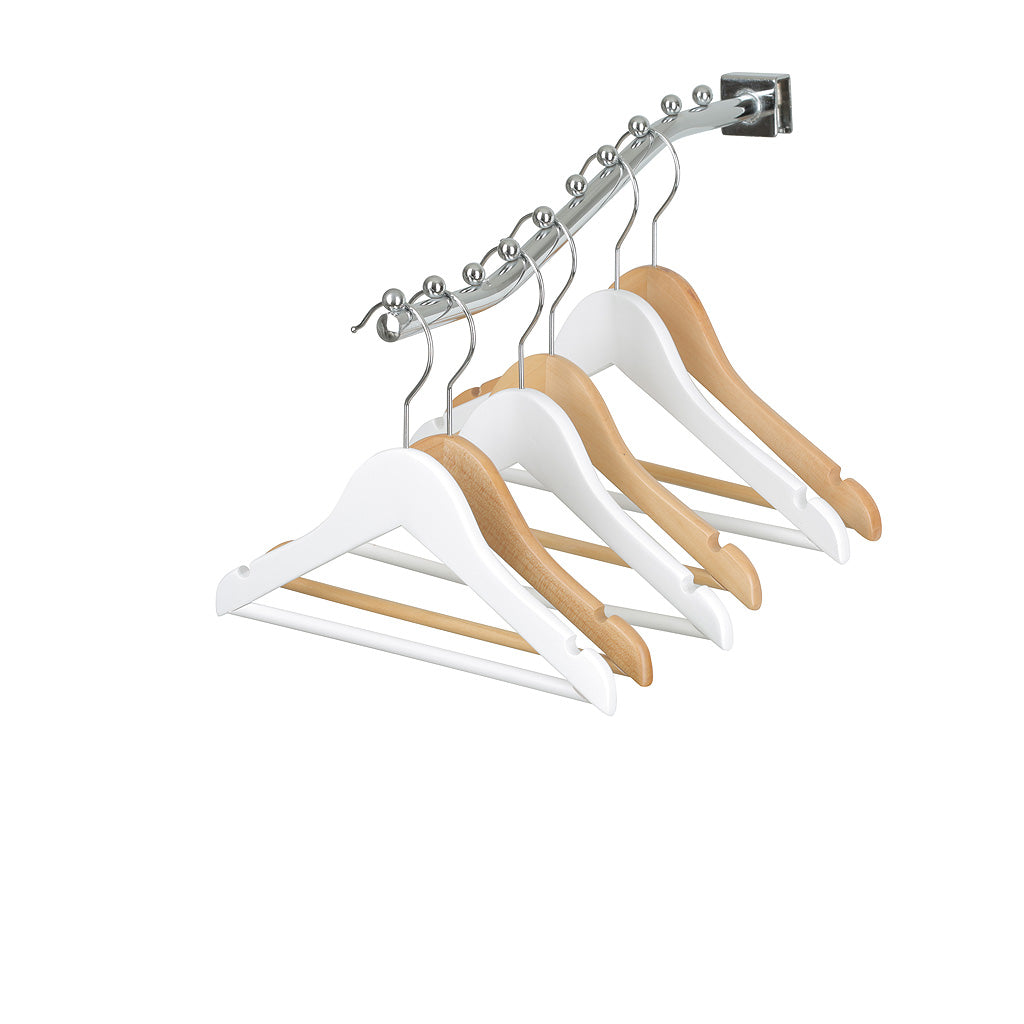 25cm White Wooden Baby Coat Hanger with Bar Sold in Bundle of 25/50/100 - Rackshop Australia