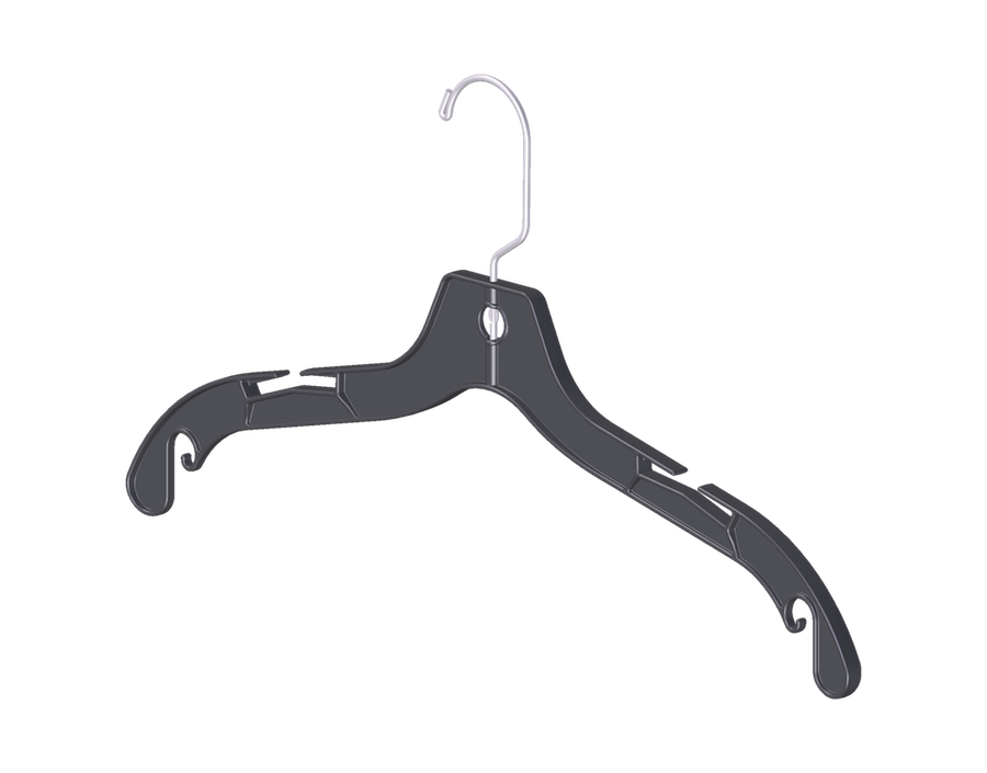 43cm Black Plastic Coat Hanger Sold in Bundles of 25/50/100 - Rackshop Australia