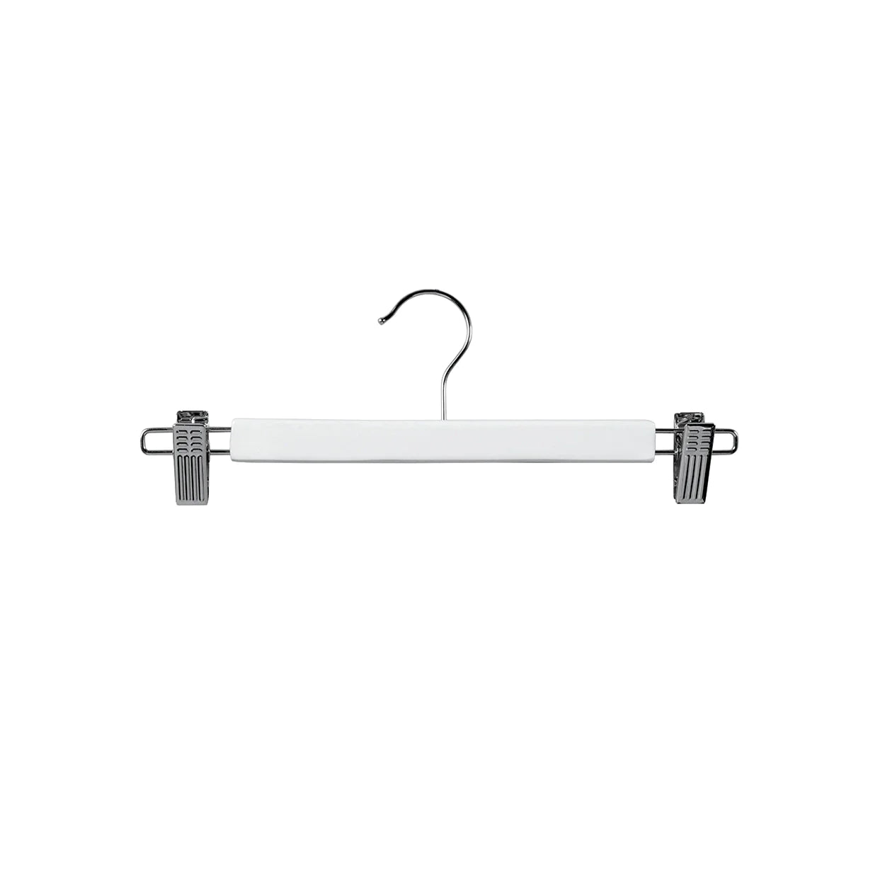 35.5cm White Wooden Pant Hanger With Clips 12mm thick Sold in Bundle of 25/50/100 - Rackshop Australia