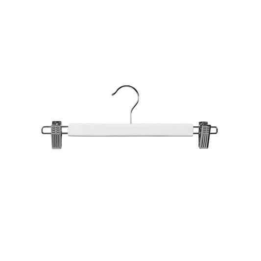 35.5cm White Wooden Pant Hanger With Clips 12mm thick Sold in Bundle of 25/50/100 - Rackshop Australia