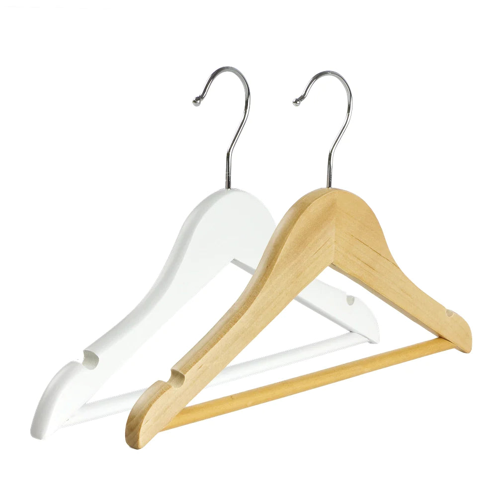 25cm White Wooden Baby Coat Hanger with Bar Sold in Bundle of 25/50/100 - Rackshop Australia